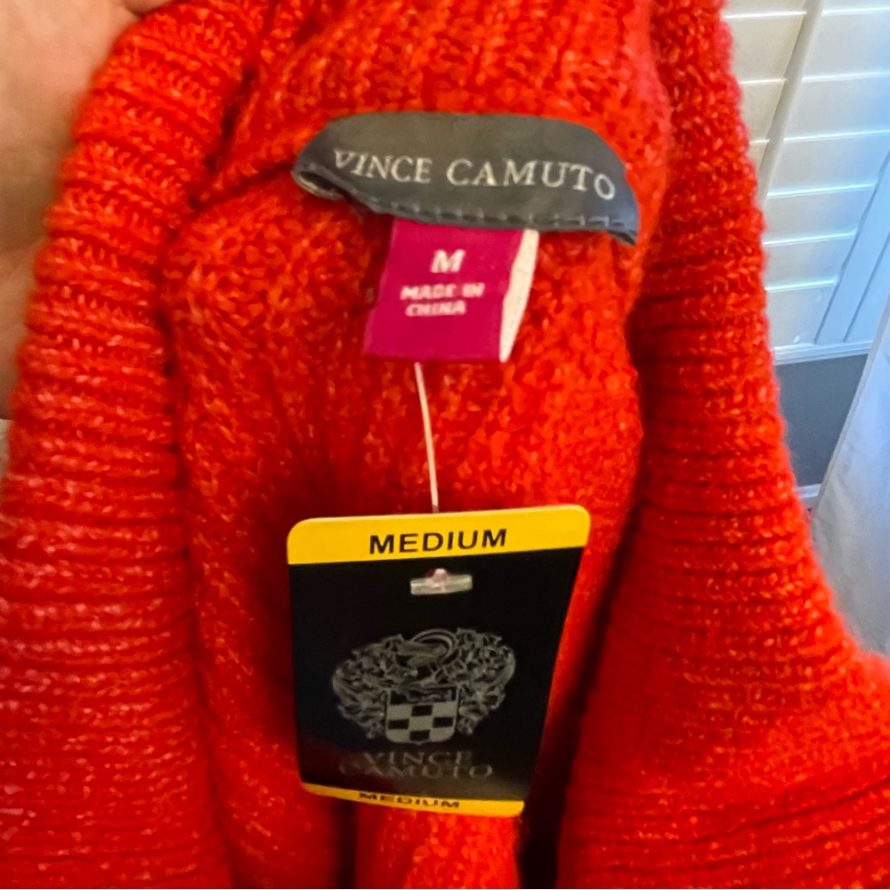 Vince Camuto Bold Orange Zip-Up Sweater - Picture 6 of 9